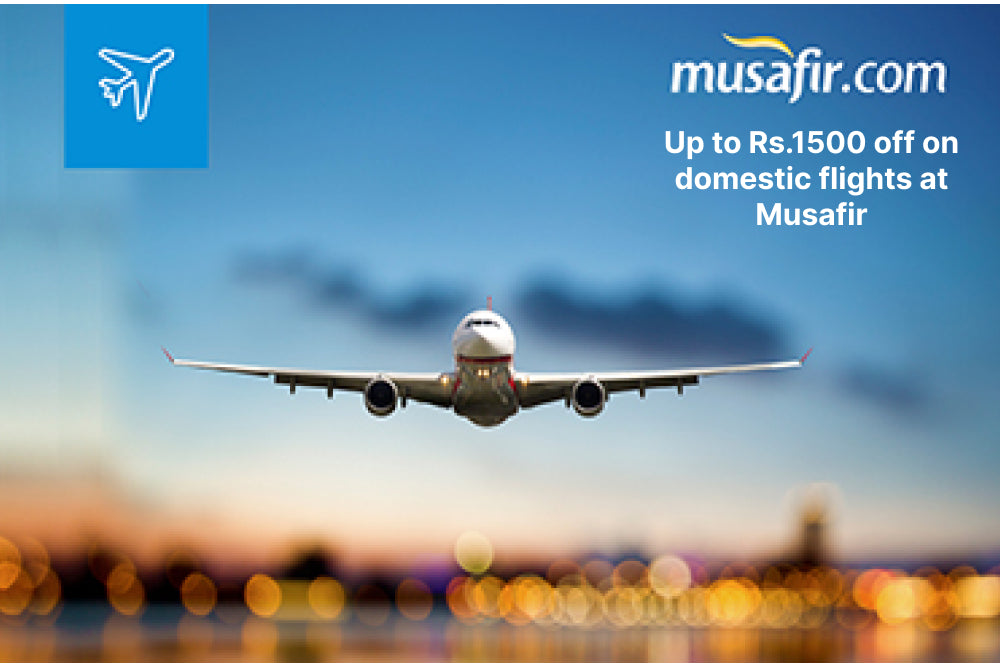 Up to Rs.1500 off on domestic flights at Musafir