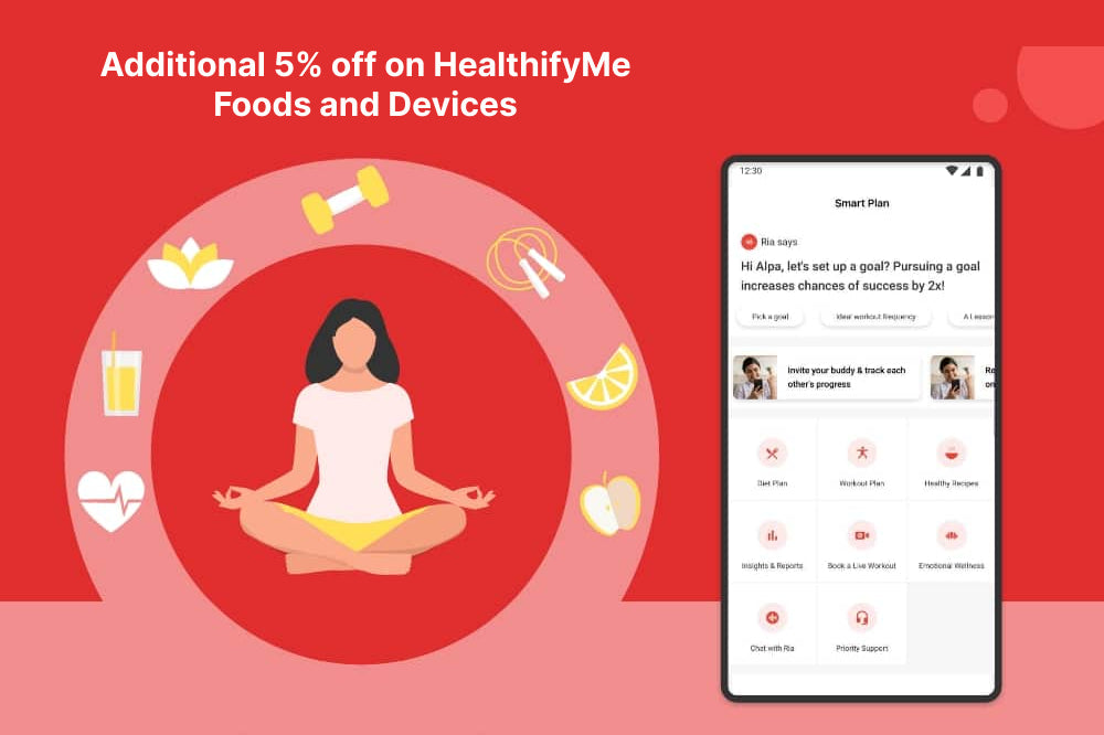 Additional 5% off on HealthifyMe Foods and Devices.