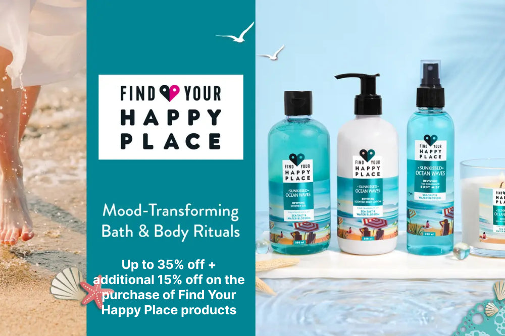 Up to 35% off + an Additional 15% off on the purchase of Find Your Happy Place products.
