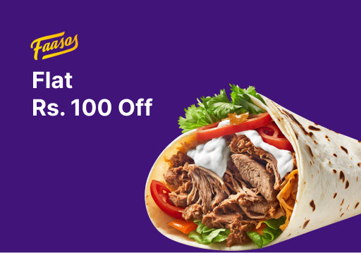 Flat ₹100 off* on purchase of ₹249 on Faasos Wraps