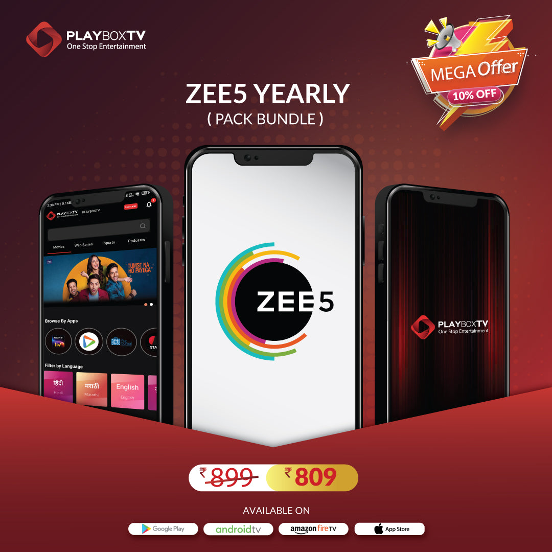 Get Zee5 Entertainment Yearly Subscription for 809/- only